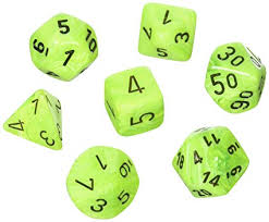 7 Bright Green/black Vortex Polyhedral Dice Set - CHX27430